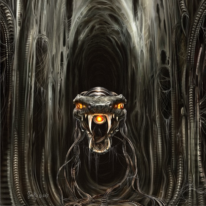 Silhouette of a hiker at sunset